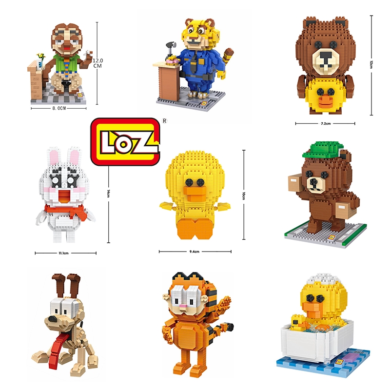 Rabbit duck Anime character tiger Children gift brain game interesting LOZ Small particles Not compatible with Lego