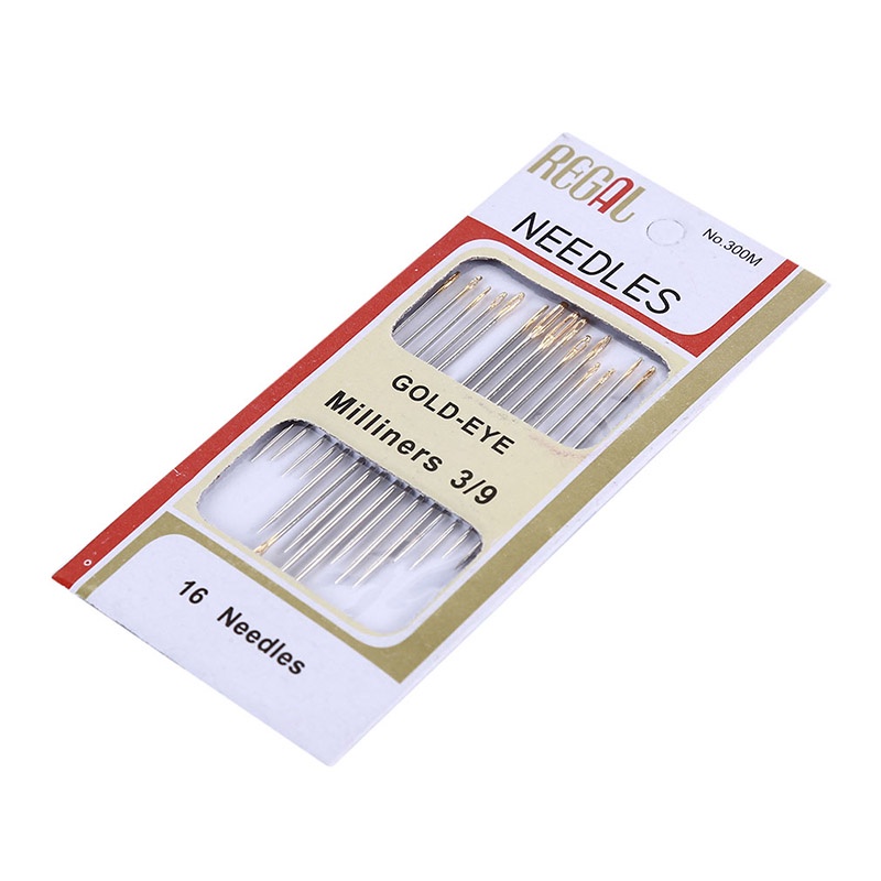 Set 16 Kim Khâu Tay Bằng Thép Không Gỉ Mạ Vàng Phong Cách Mới