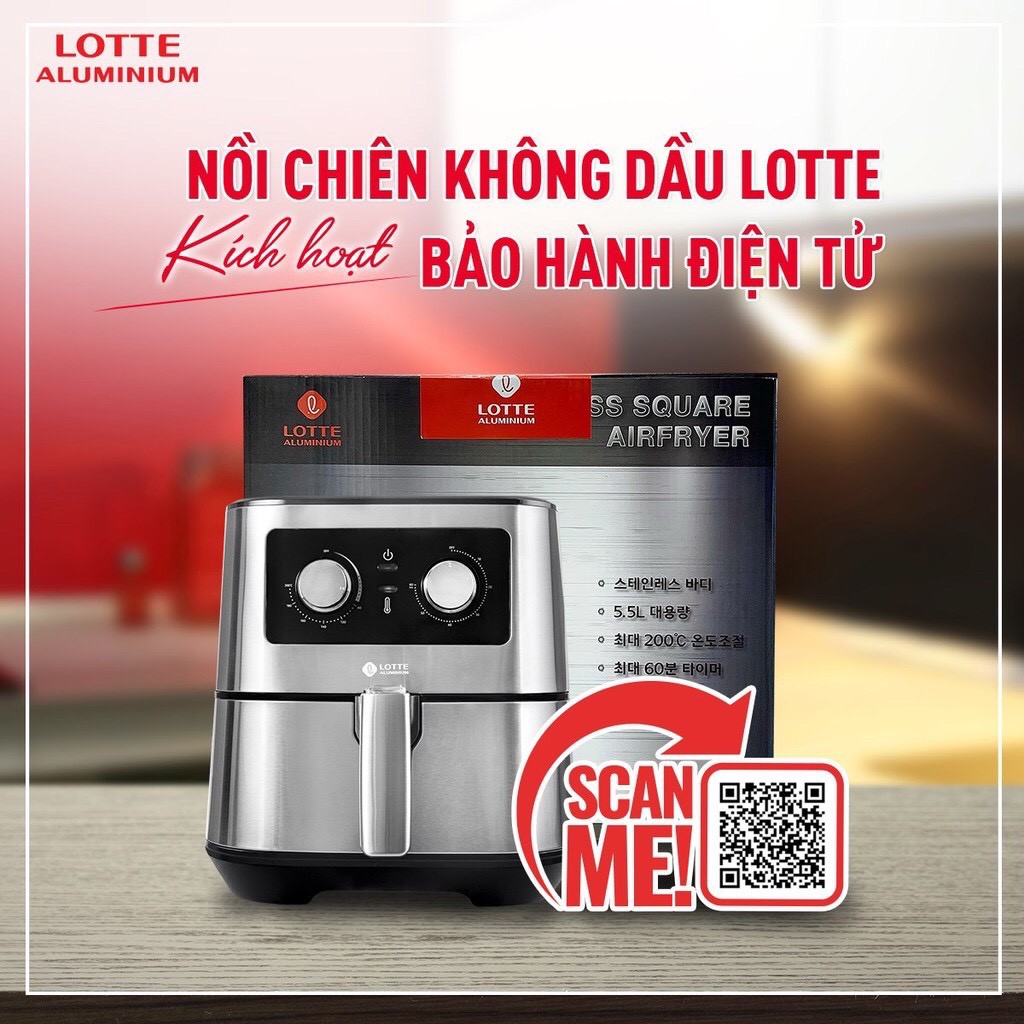 Nồi chiên không dầu Lotte 5,5 lít model LTS - AF5SM NHẬP KHẨU NGUYÊN CHIẾC Mẫu mới tặng kèm sách nấu ăn