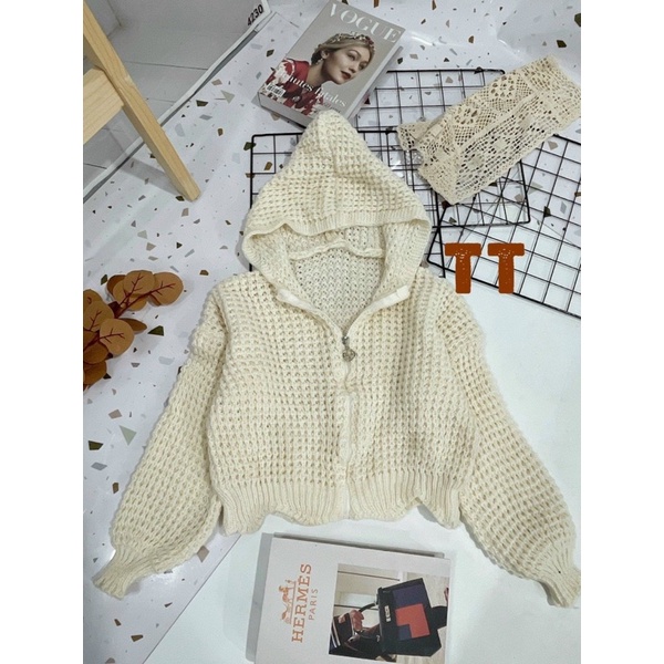 Áo len Mũ Kéo Khoá