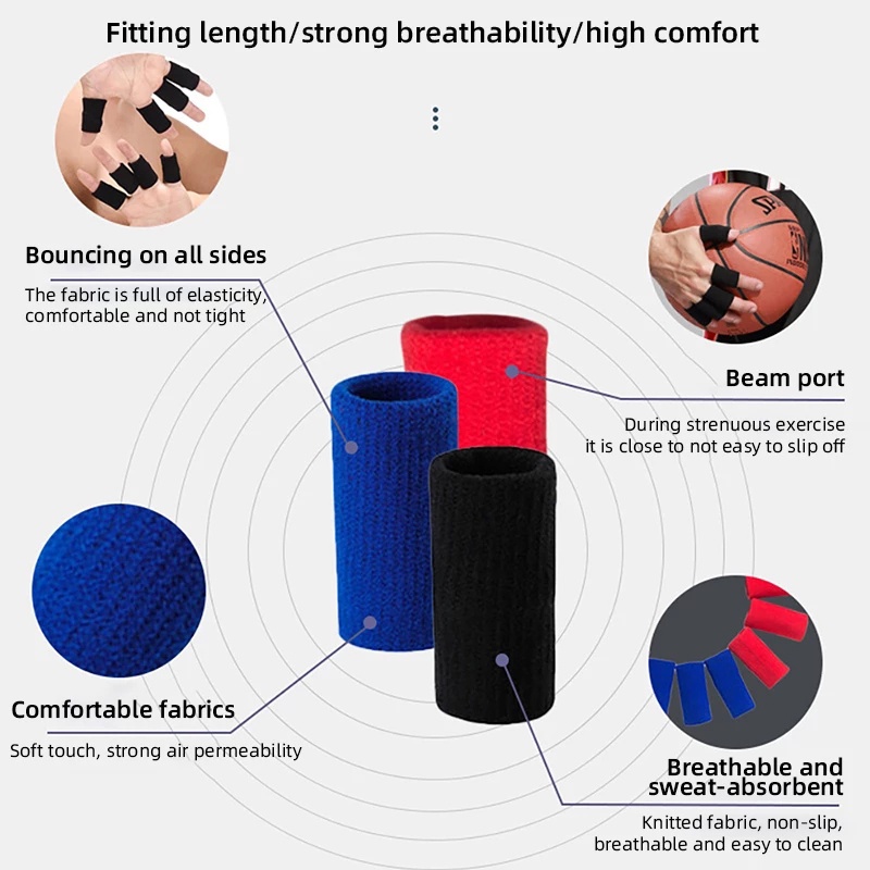 Set 10 Ống Bọc Ngón Tay Co Giãn Hỗ Trợ Giảm Đau Khớp Chơi Bóng Chuyền/Thể Thao Ngoài Trời