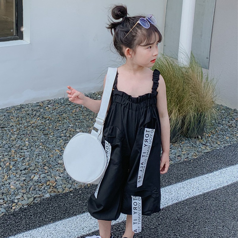 Se7en Áo liền quần Sát Nách Ống Rộng Màu Trơn Dễ Thương Thời Trang Mùa Hè Cho Bé Gái