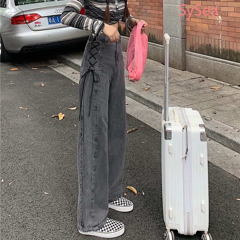 Quần Jean Lưng Cao Phối Dây Rút Thời Trang Mùa Hè Cho Nữ