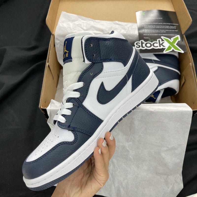 Giày thể thao jd 1 xanh navy cao cổ SNEAKER 4M, Giày thể thao JD xanh than cổ cao nam nữ