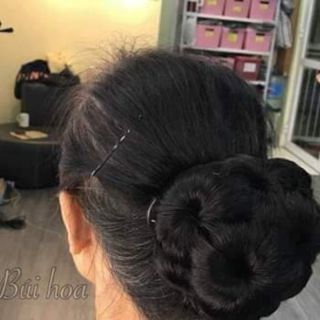 2 búi tóc hoa giả màu đen