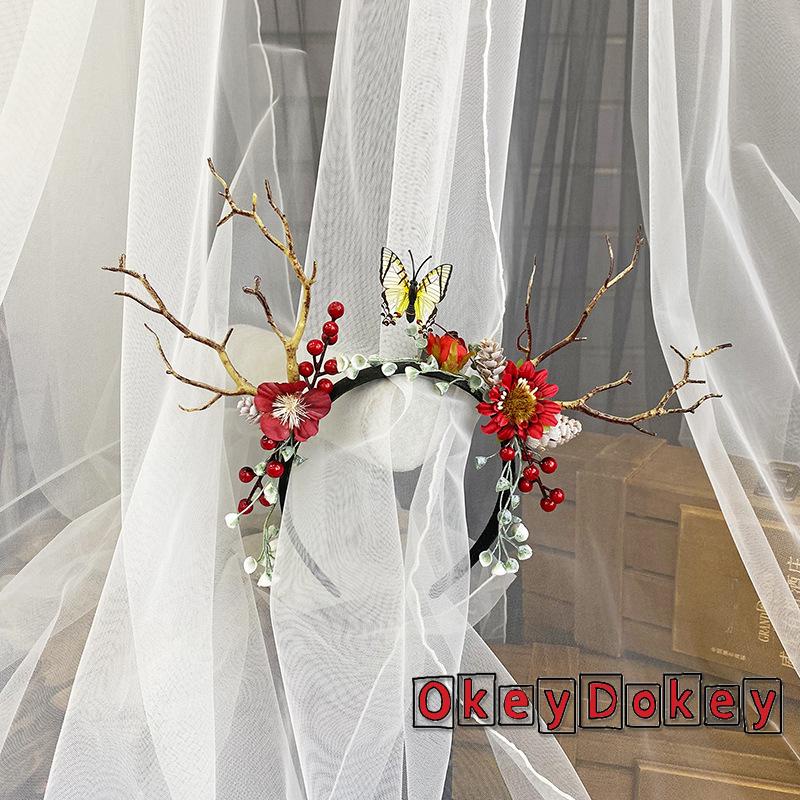 Băng đô cài tóc hình sừng tuần lộc/cây thông dễ thương cho nữ