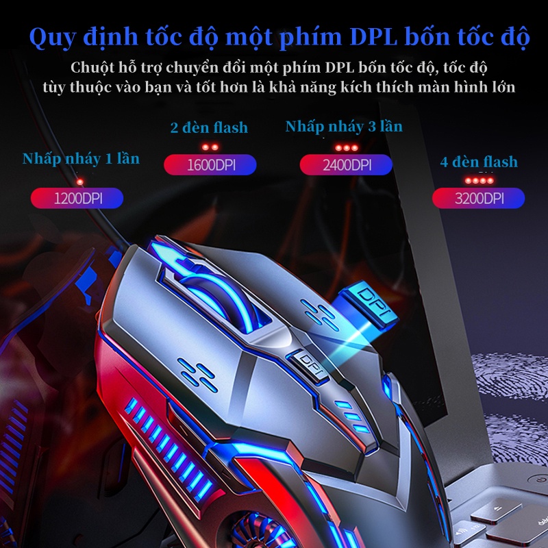 Chuột gaming máy tính có dây,G5 3200DPI Chế độ LED 7màu 6 nút bấm,Chuột Có Dây Silver Eagle Hàng Chính Hãng Phát Sáng