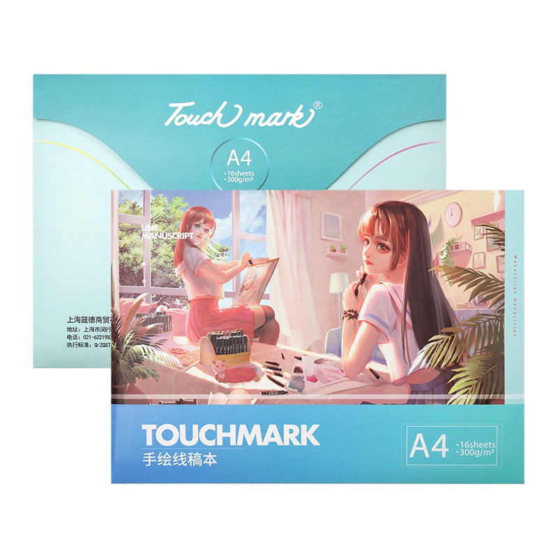 Giấy vẽ màu marker, bút dạ Touchmark size A4 siêu dày 300gsm 16 tờ in sẵn hình dùng cho Touchliit, Copic, dòng marker