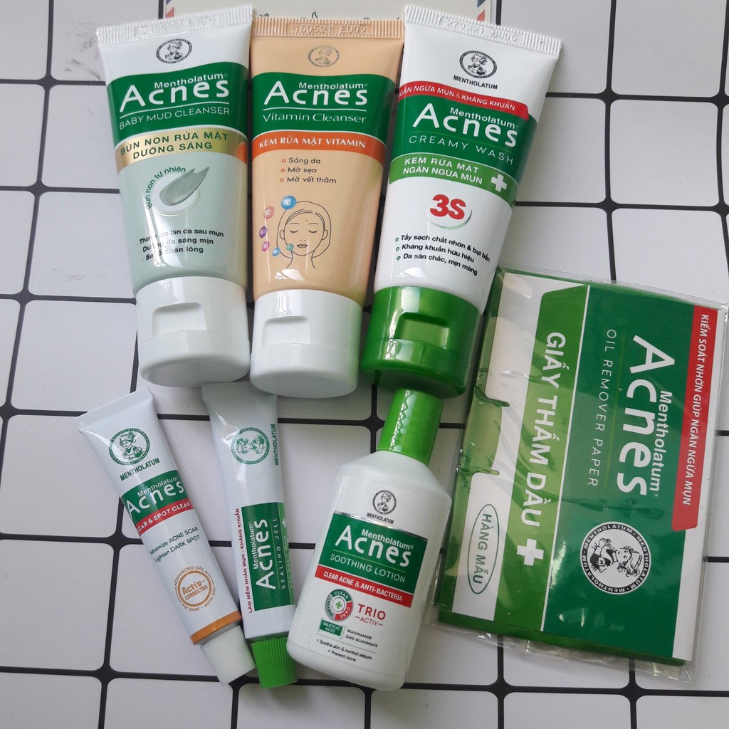 (HÀNG DÙNG THỬ) Combo 7 món Acnes chăm sóc da