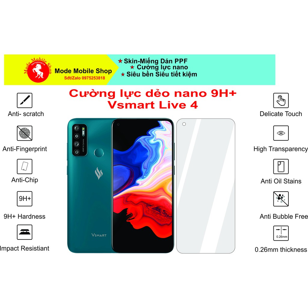 Kính cường lực dẻo phủ nano 9H+Bảo vệ tuyệt đối màn hình điện thoại Vsmart Live 4