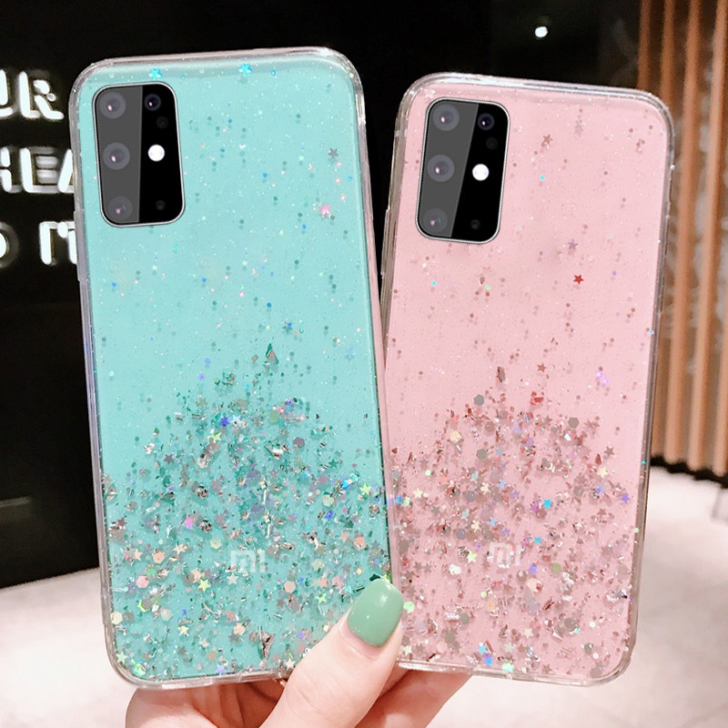 Case Xiaomi Redmi Note 9 8 7 6 5 4 9S Pro Max 8A 7A 6A Go Bling Glitter Stars Sequins Silicone Phone Case