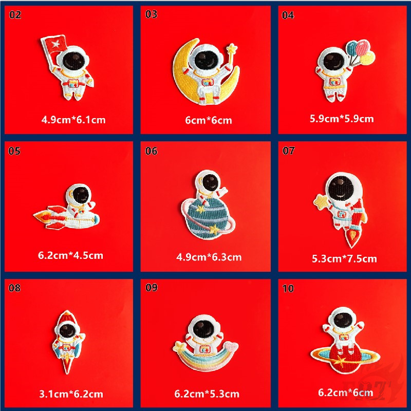 Miếng vá ủi thêu hình phi hành gia/tên lửa ngộ nghĩnh
