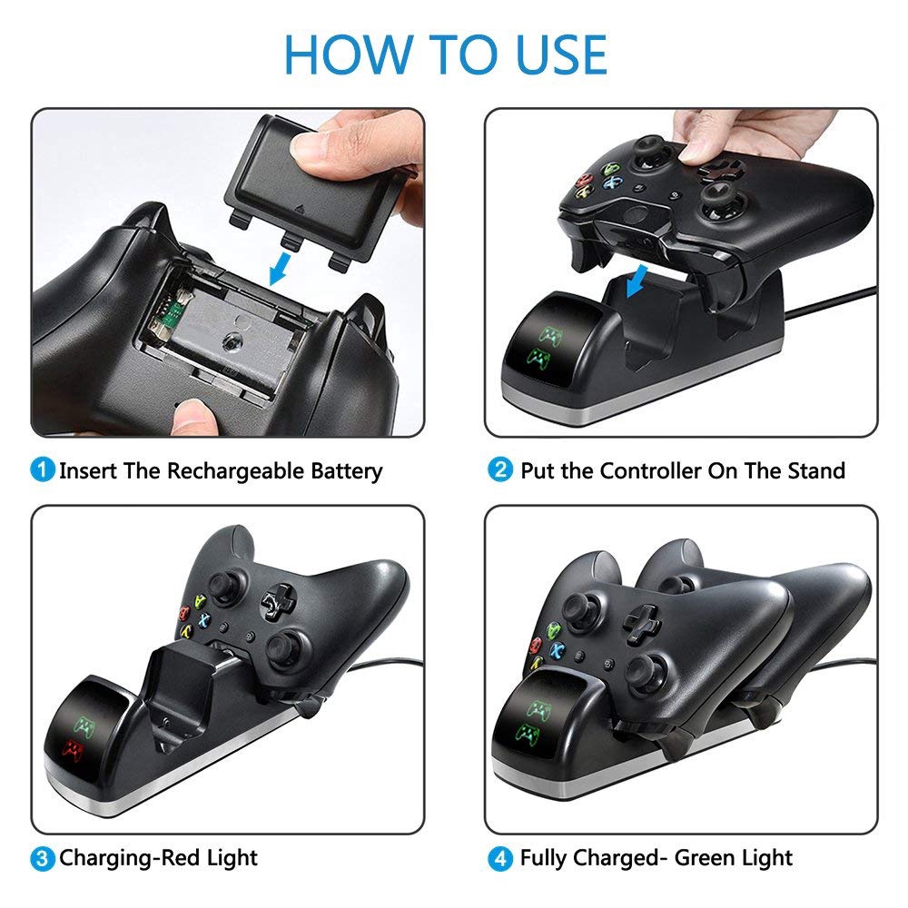 Xbox One Controller Charger, Charging Station with Battery for Xbox One/ One X/S