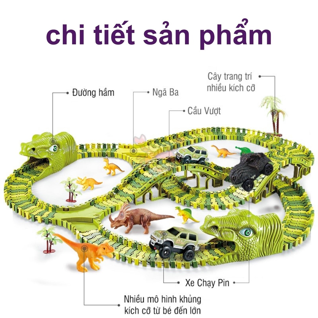 Đồ chơi lắp ráp đường đua khủng long thông minh cho bé, đồ chơi thông minh phát triển trí tuệ BOBIKIDS OT05