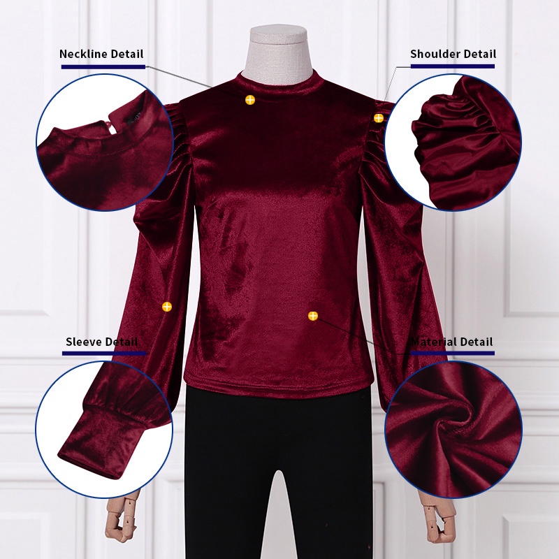 Áo ZANZEA cổ đứng tay phồng dáng ôm vừa vặn thời trang cổ điển cho nữ