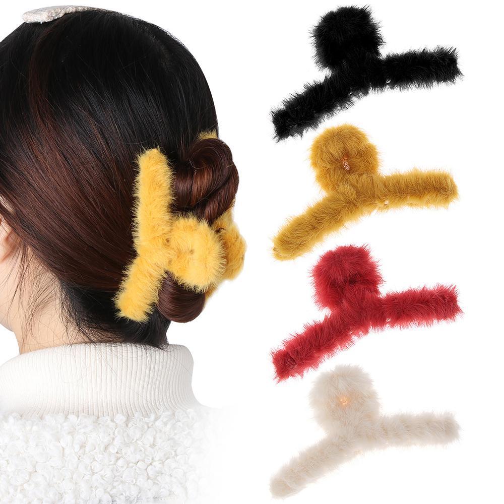 Kẹp Tóc Càng Cua Đính Lông Giả Phong Cách Hàn Quốc 1 #