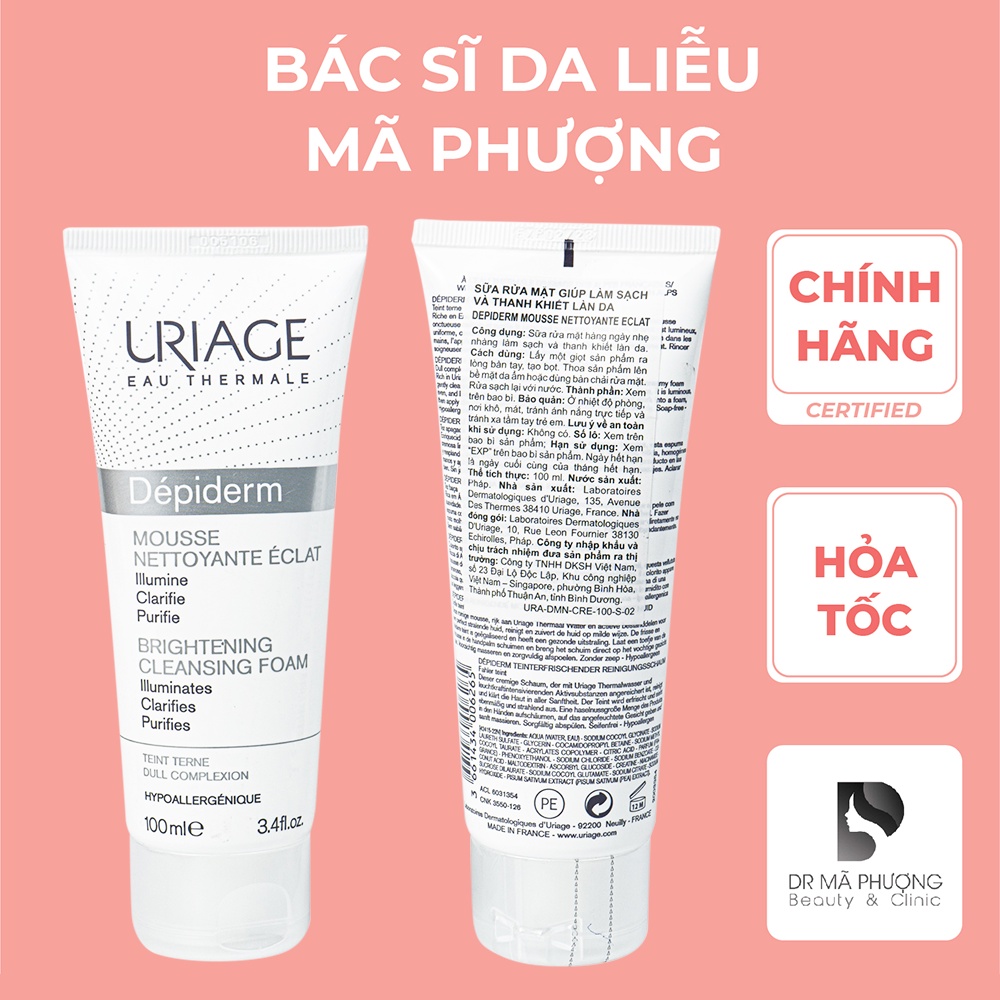 [CHÍNH HÃNG] Sữa Rửa Mặt Làm Sạch Da và Thanh Khiết Cho Da URIAGE DEPIDERM