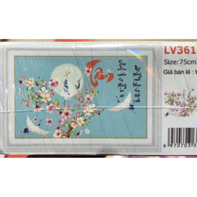 Tranh đính đá chữ Tâm LV361 (75x50) chưa đính