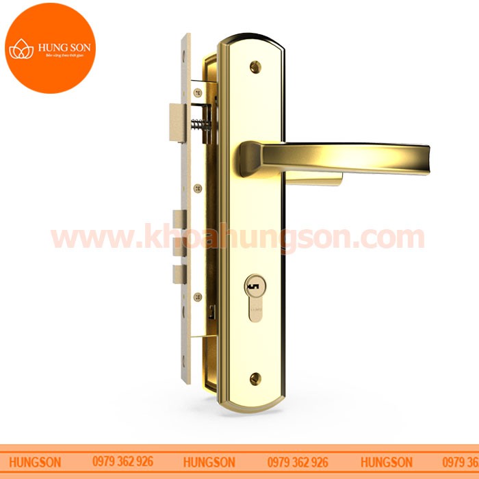 KHÓA TAY NẮM CỬA ĐI ĐỒNG THAU HUY HOÀNG HC 8568 PVD GOLD