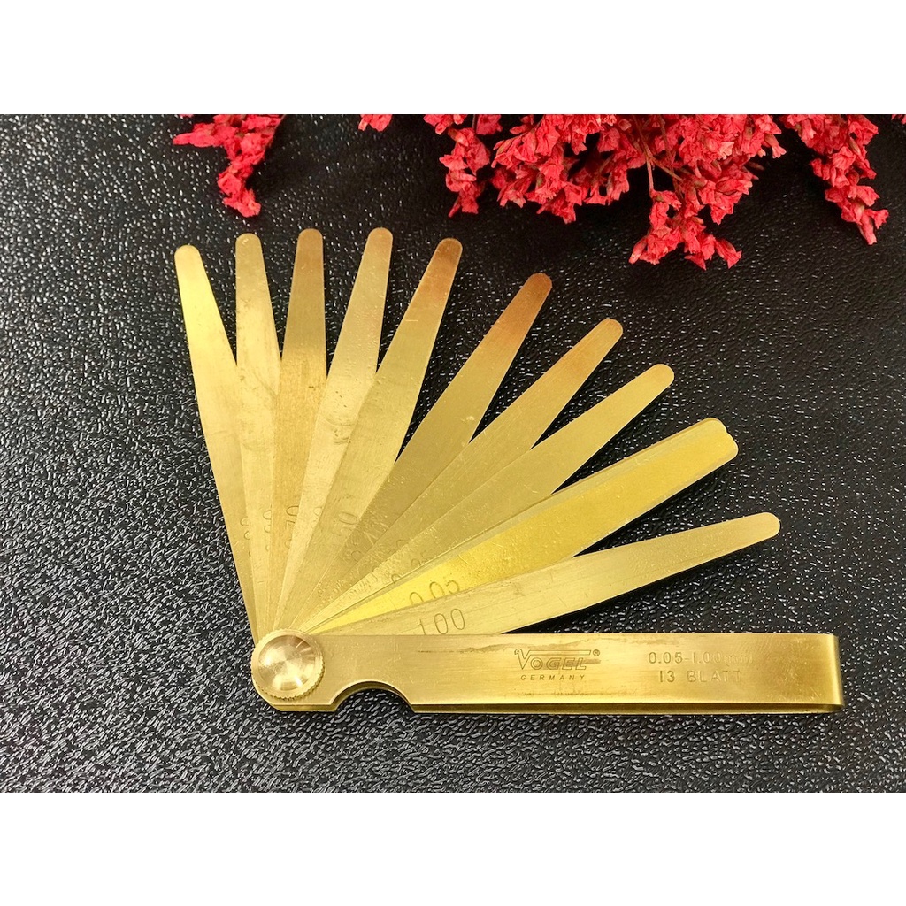 Thước căn lá đồng 13 lá, dài 100mm, Vogel 414105. Sản xuất tại Đức