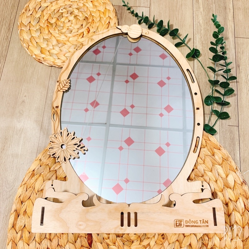 Gương gỗ treo tường chống thấm nước Elip Đại cao cấp