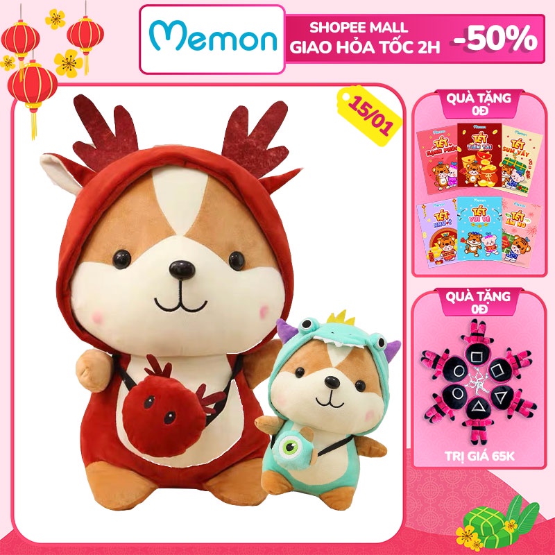 Gấu Bông Shiba Cosplay 25cm, 45cm Cao Cấp Memon