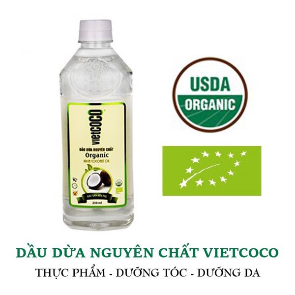 Dầu Dừa Nguyên chất Organic VIETCOCO: 250 Ml- 60ML