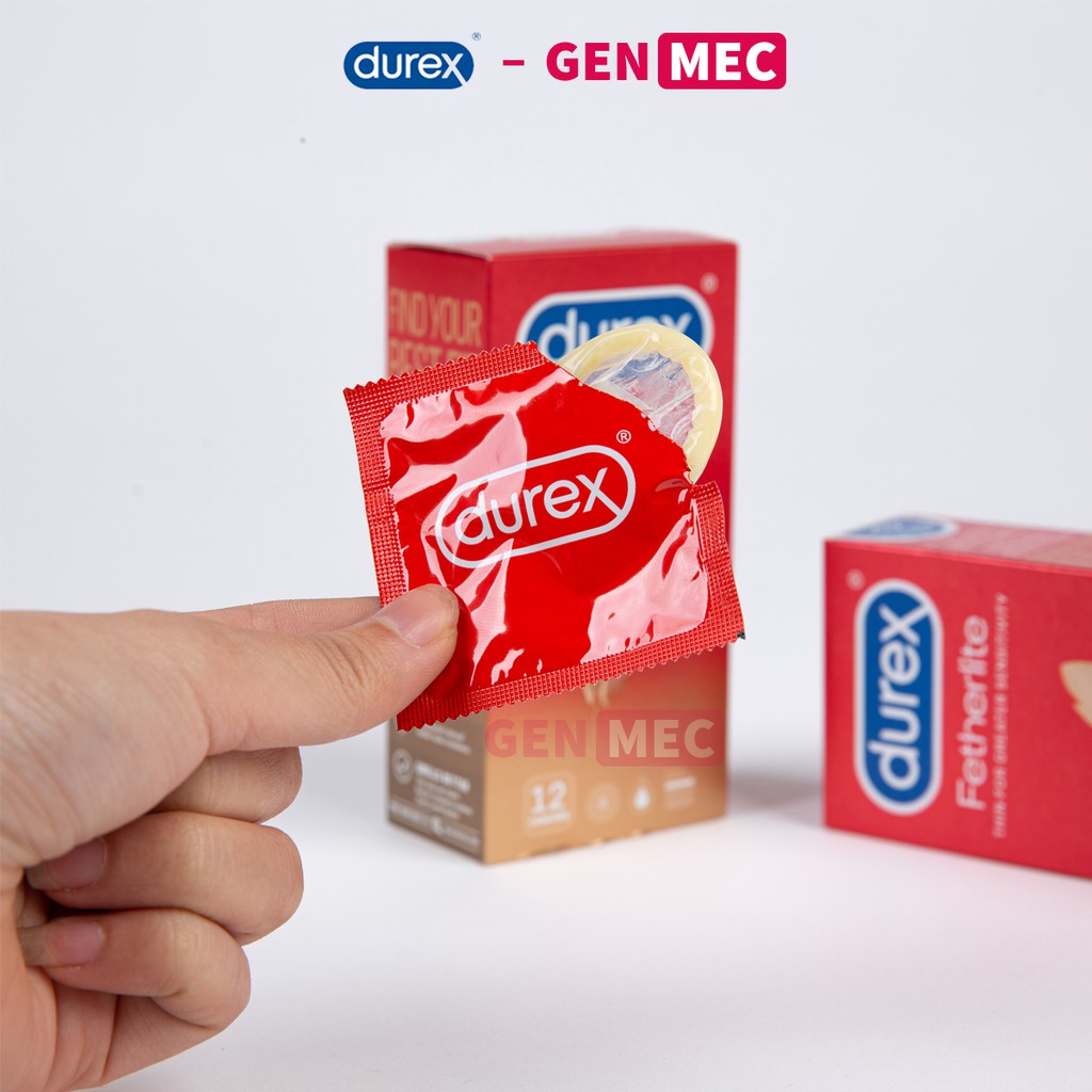 Bao Cao Su Siêu Mỏng Durex Fetherlite - Nhiều Gel Bôi Trơn - BCS Durex Fetherlite Hộp 12 Bao - Genmec