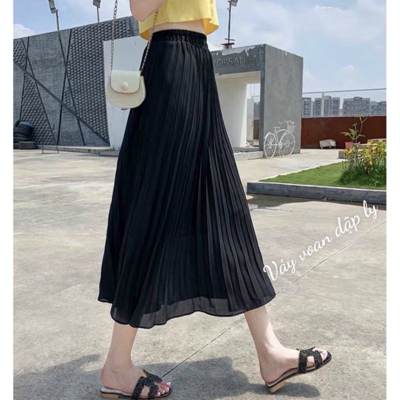 Chân váy voan dập ly 2 lớp dáng dài | BigBuy360 - bigbuy360.vn