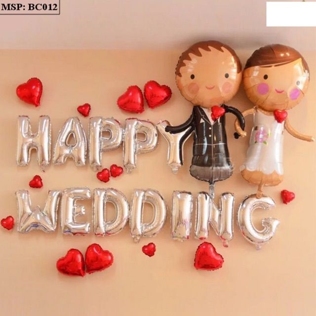 Bộ 12 chữ HAPPYWEDDING nhiều màu