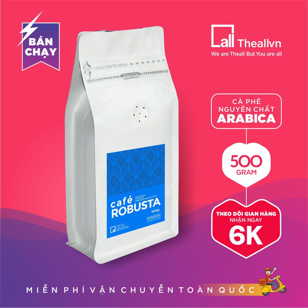 Cà Phê Robusta (500gr) Xay Sẵn, Rang Mộc Nguyên Chất, Vị Đắng Gu Mạnh, Dùng pha phin và pha máy - yourbag
