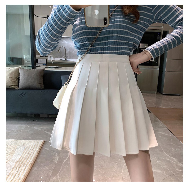 Chân váy tennis xếp li màu trắng đen xếp ly skirt cạp lưng cao ngắn chữ a phong cách ulzzang EVADO CV02 | BigBuy360 - bigbuy360.vn