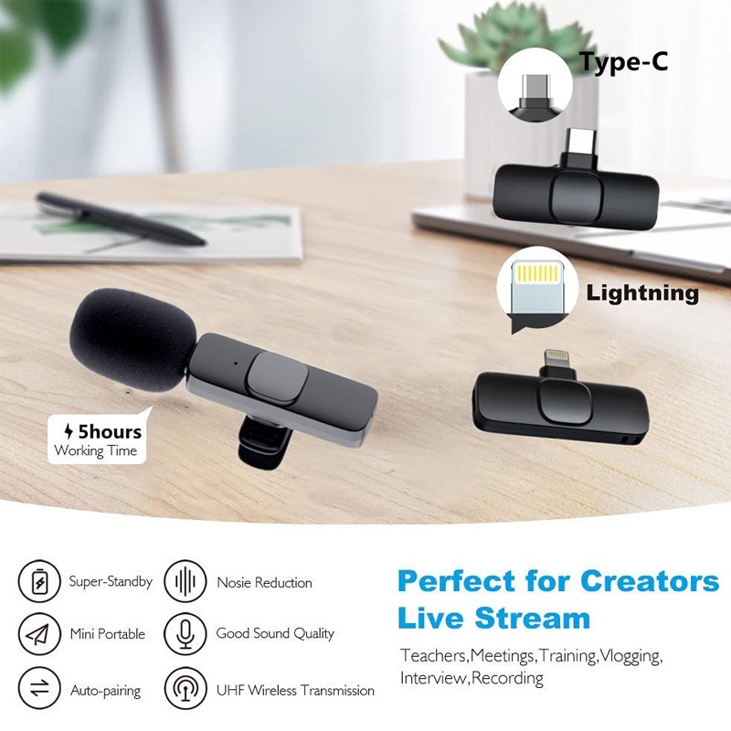 Micro Không Dây Có Kẹp Gắn Điện Thoại Hỗ Trợ Phát Sóng Trực Tiếp