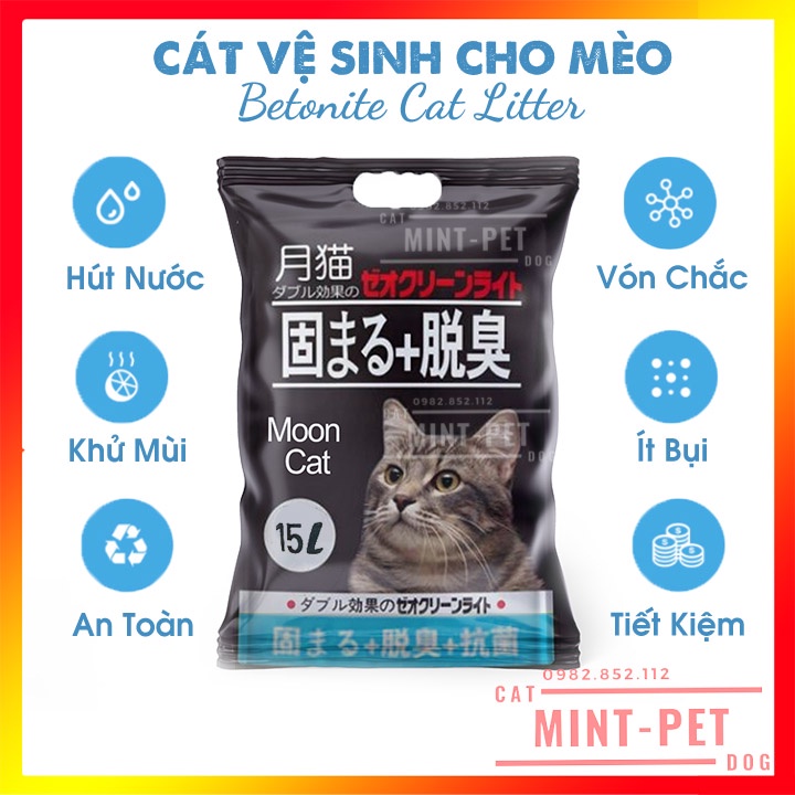 [Mã 44FMCGSALE1 giảm 10% đơn 250K] Cát Vệ Sinh Cho Mèo Dạng Hạt Betonite - Túi 15L #MintPet