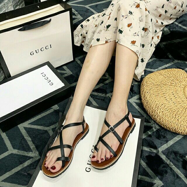 Sandal quai chéo MAILIAA đế gấu quai da gắn nút