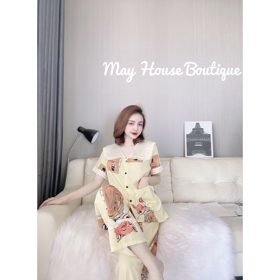[ Bigsize 50-100kg ] Đồ Bộ Dài Tiểu Thư Bèo Nhún Lụa Nhật kiểu Hai Túi Cho Nàng Múp | BigBuy360 - bigbuy360.vn