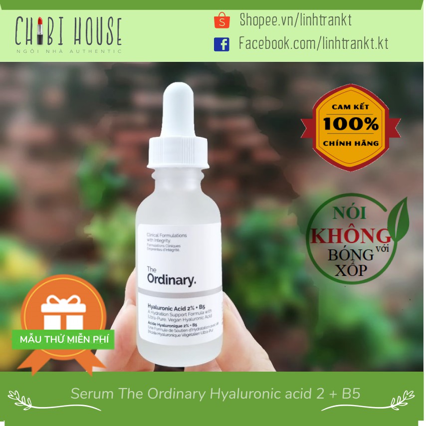 Serum tinh chất The Ordinary Hyaluronic Acid 2% + B5 30ml Cấp Nước Dưỡng Ẩm Cho Da