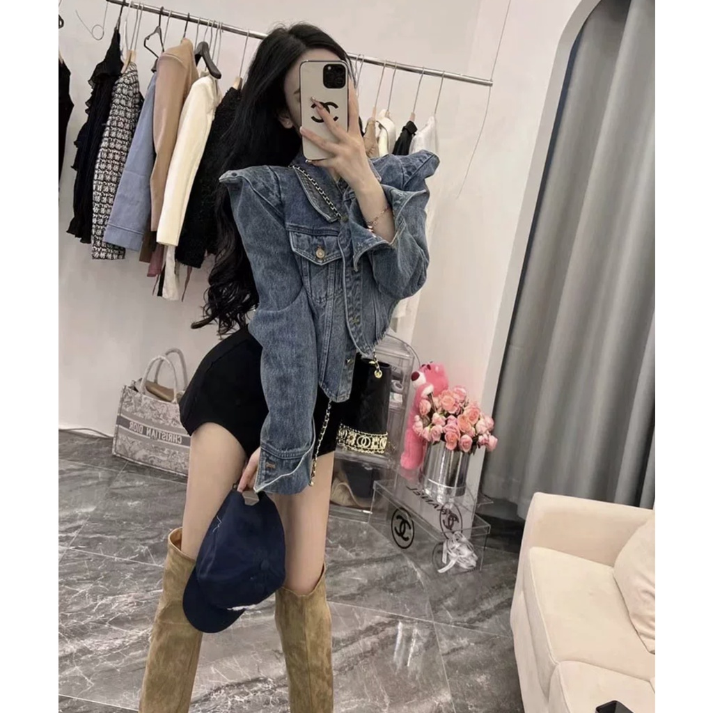 Áo Khoác Denim Dáng Rộng Thời Trang Mùa Thu Cho Nữ