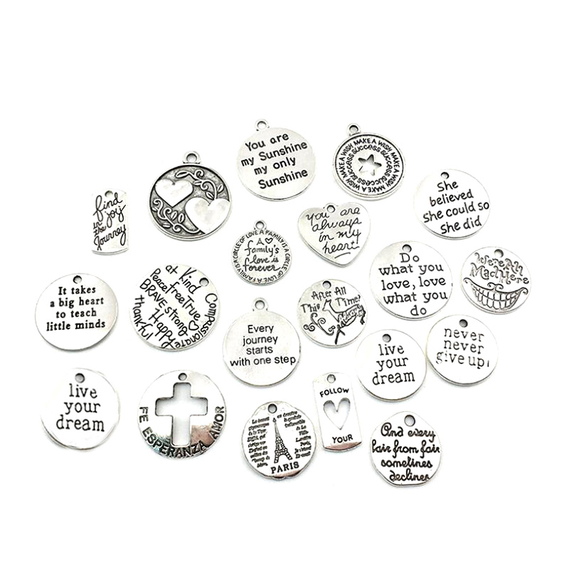 Set 20 Mặt Dây Chuyền Khắc Chữ Truyền Cảm Hứng Thời Trang
