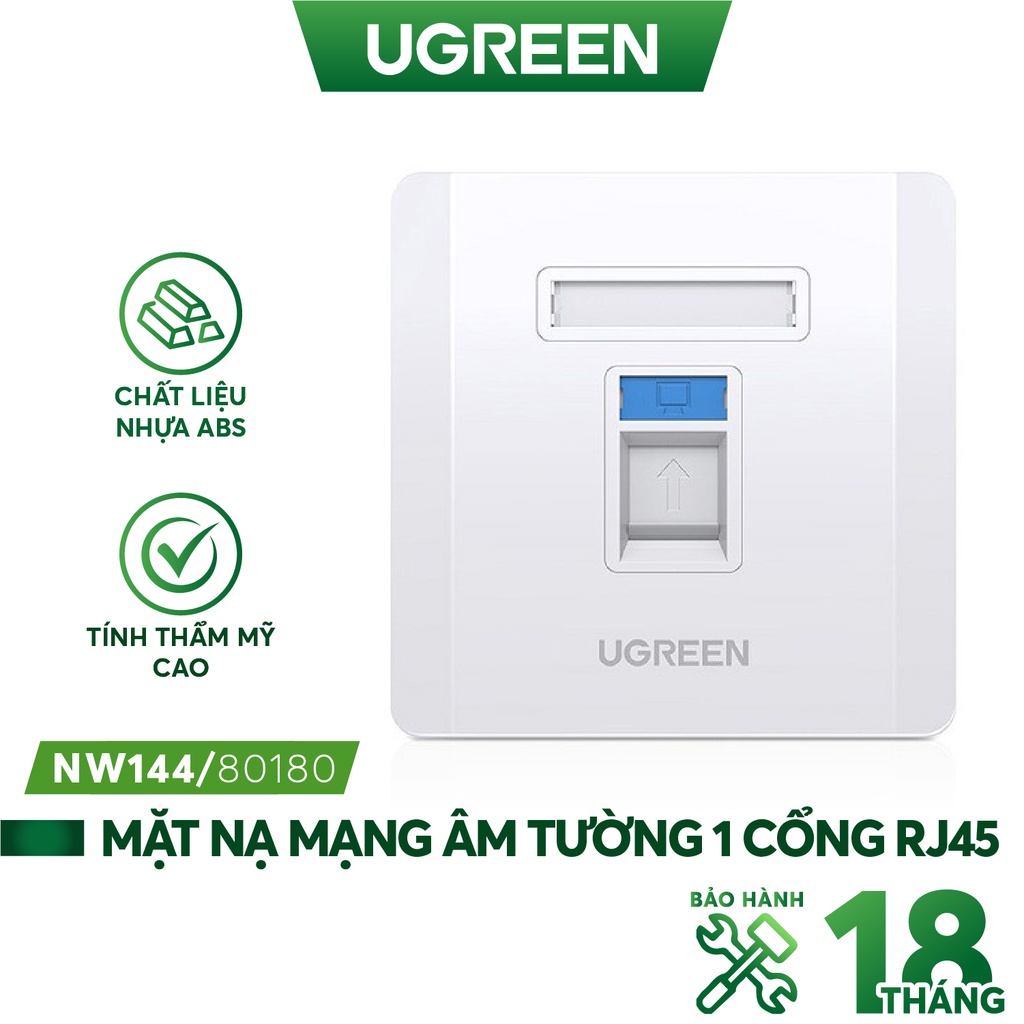 Mặt nạ mạng âm tường 1 cồng RJ45 UGREEN NW144 80180