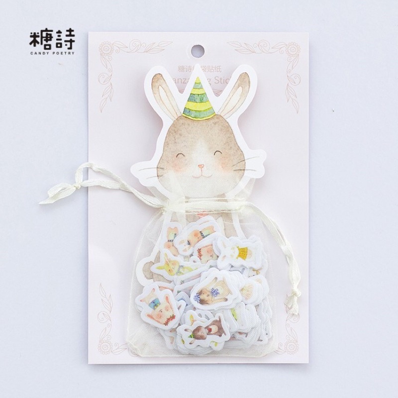 Túi 100 sticker hình dán thỏ xinh