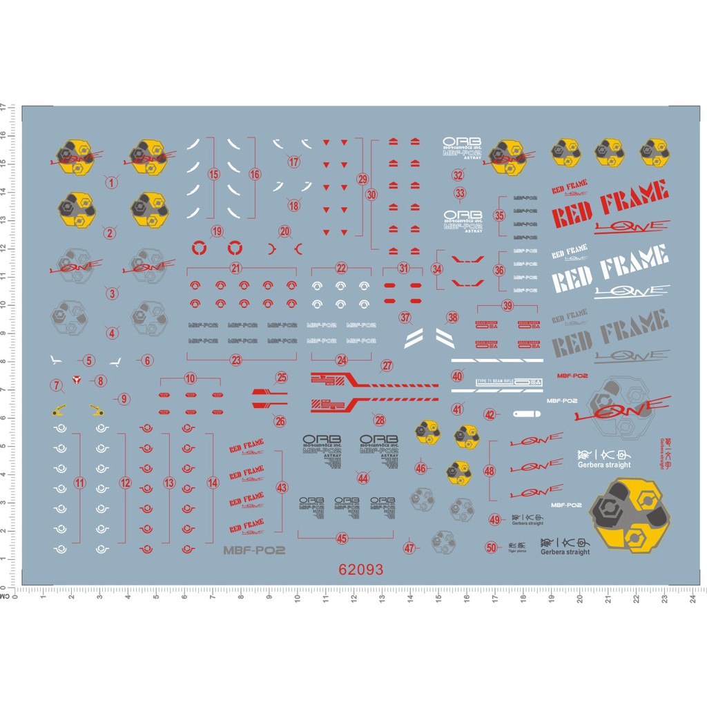 Decal nước PG 1/60 Gundam Astray Red