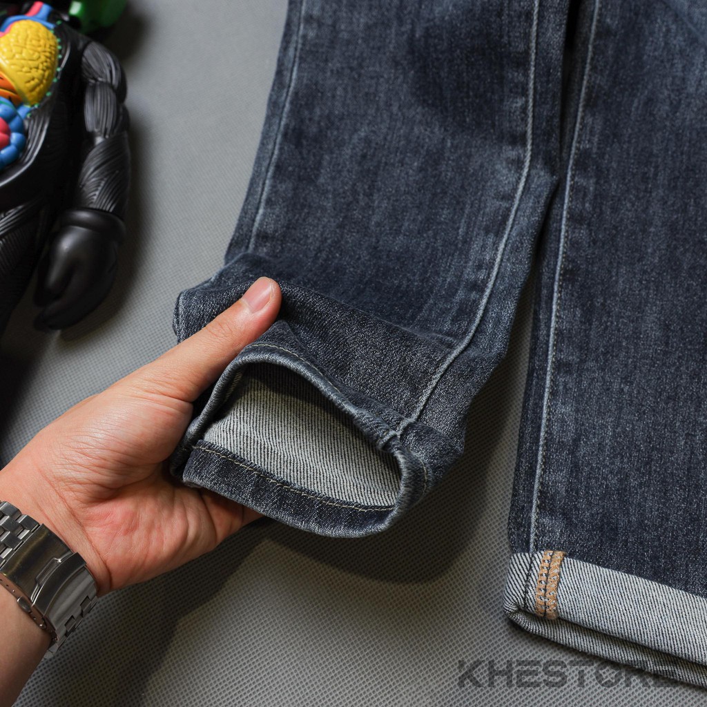 Quần Jeans Nam Khestore 7806 , Jeans Trơn Xanh Phong Cách Hàn Quốc Siêu Co Dãn | BigBuy360 - bigbuy360.vn