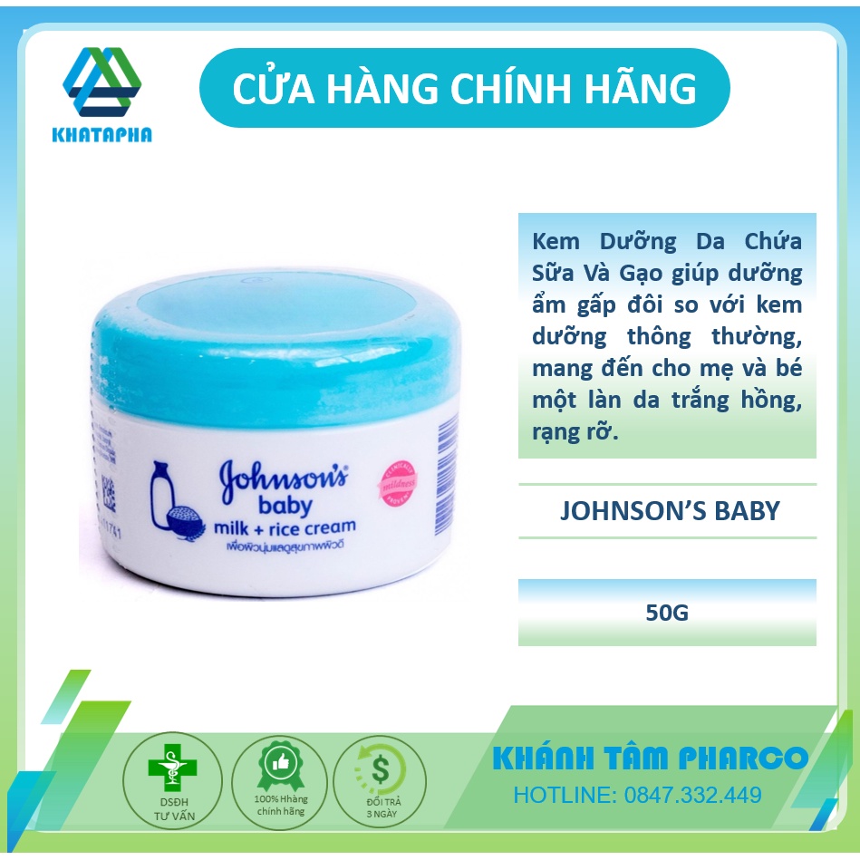 🌹Kem dưỡng da Gohnson's Baby chứa sữa và gạo - 50g