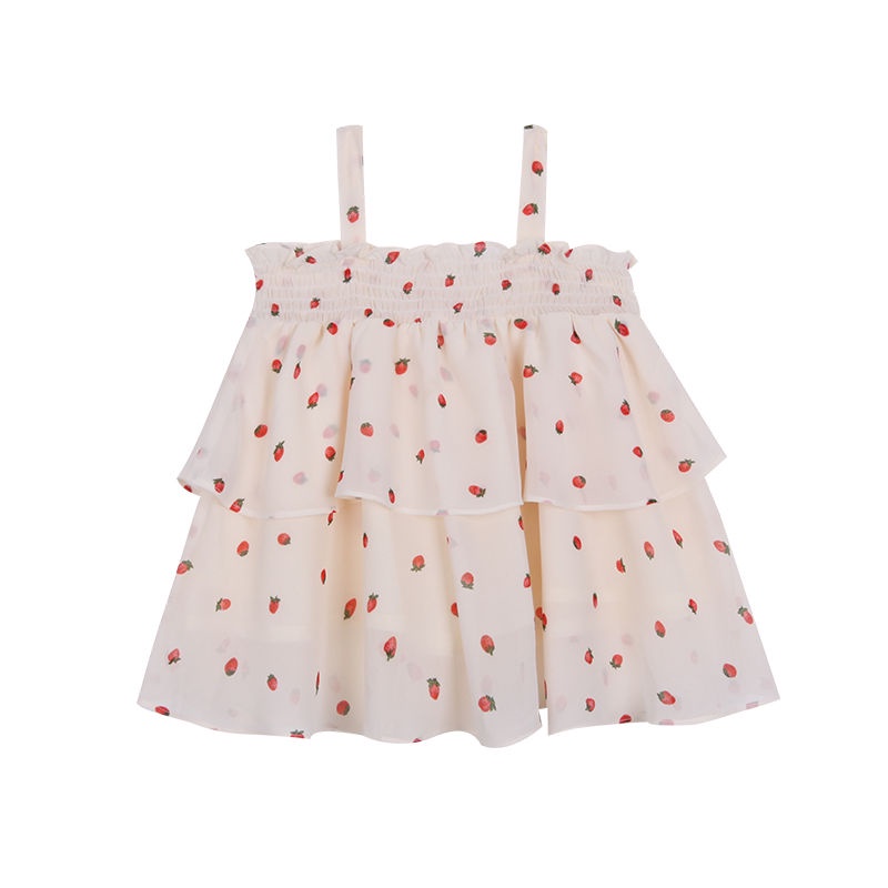 Áo Hai Dây Họa Tiết Hoa Dễ Thương Thời Trang Mùa Hè Cho Bé Gái