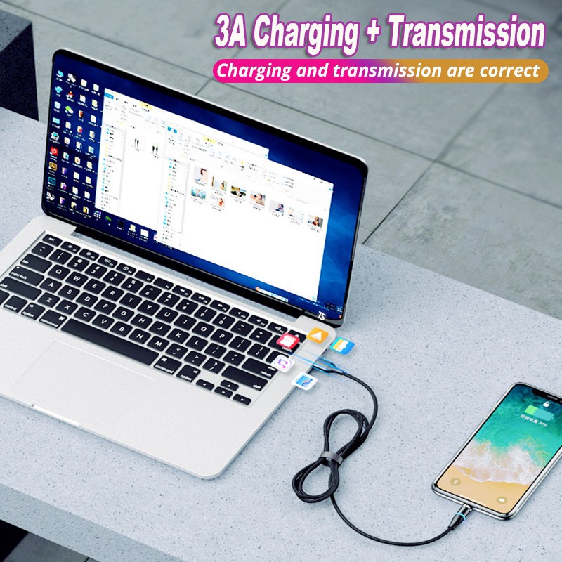 Dây cáp từ tính USB Type C 3A 5V hỗ trợ sạc nhanh cho iPhone Samsung Huawei XIaomi