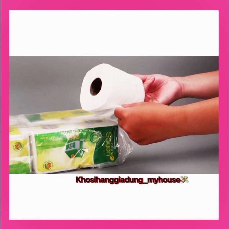 Lốc 10 cuộn giấy vệ sinh Sài Gòn Care có lõi