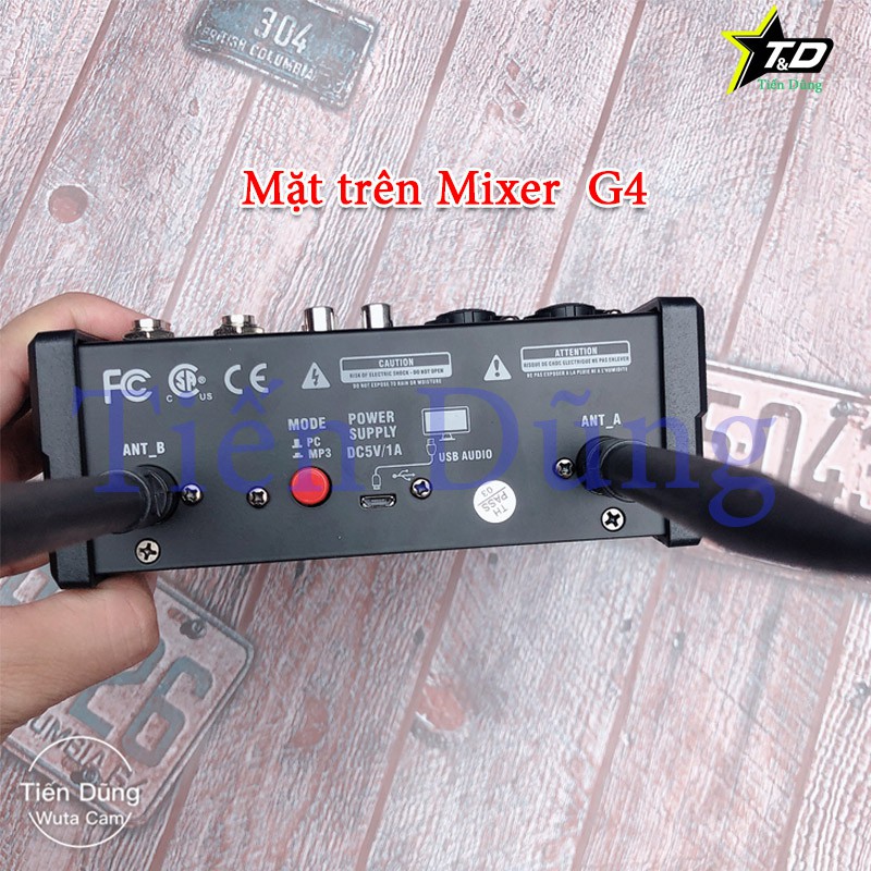 Bàn Mixer G4 live stream được hỗ trợ màn hình LED có bluetooth kiêm 2 mic không dây tiện cho oto loa kéo và các loa khác