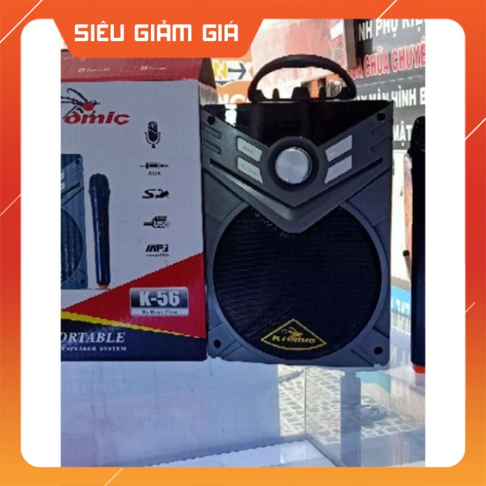 Loa hát karaoke k56 kèm mic hát không dây.