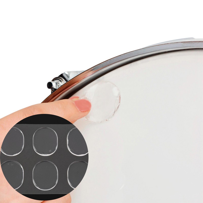 6pcs/set Pad Damper Gel Pads Snare Tom Drum Muffler Mute Transparent Percussion Instrument Accessori